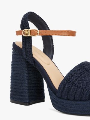 sandalias de plataforma de cuerda azul de mujeres tommy hilfiger