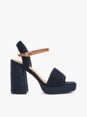 blue rope platform block heel sandals for women tommy hilfiger