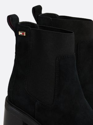 black suede block heel chelsea boots for women tommy hilfiger