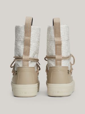 white th monogram lace-up snow boots for women tommy hilfiger