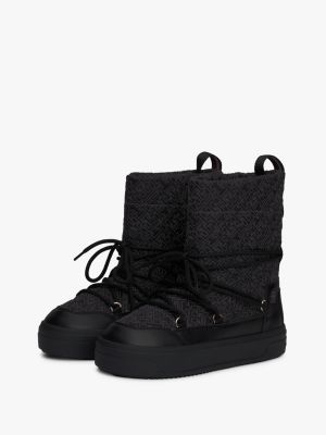schwarz th monogram schnee-schnürstiefel für damen - tommy hilfiger