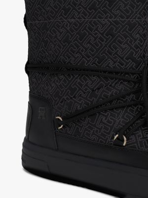 bottes de neige à lacets et monogramme th noir pour femmes tommy hilfiger