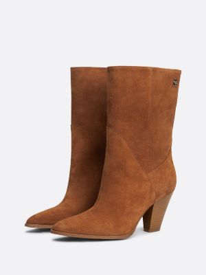 brown suede cuban heel cowboy boots for women tommy hilfiger
