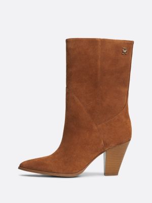 brown suede cuban heel cowboy boots for women tommy hilfiger