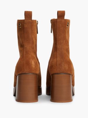 Brown suede platform boots best sale