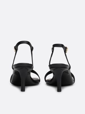 black th monogram leather kitten heel sandals for women tommy hilfiger