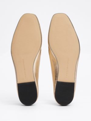 gelb leder-ballerina mit metallic-finish für damen - tommy hilfiger