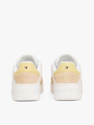 sneakers stile basket con mix di texture bianco da donne tommy hilfiger