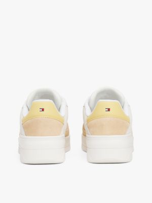 white mixed texture basketball trainers for women tommy hilfiger