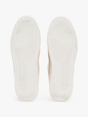 sneakers stile basket con mix di texture bianco da donne tommy hilfiger