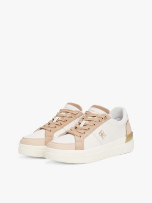 white leather court trainers for women tommy hilfiger