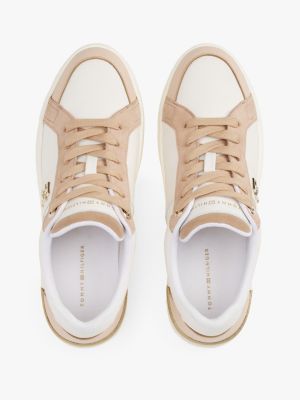 white leather court trainers for women tommy hilfiger