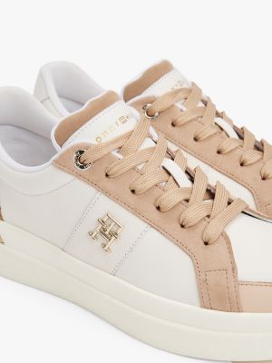 white leather court trainers for women tommy hilfiger