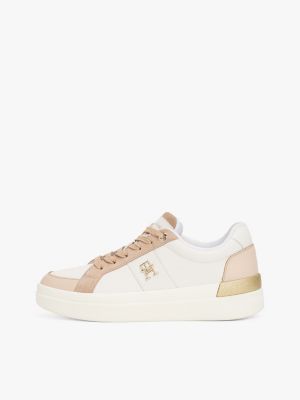 white leather court trainers for women tommy hilfiger