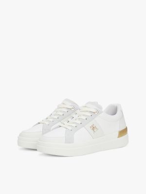 white leather court trainers for women tommy hilfiger