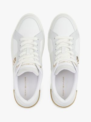 white leather court trainers for women tommy hilfiger