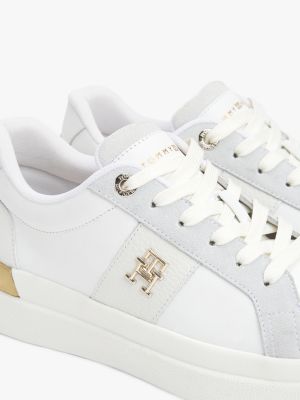 white leather court trainers for women tommy hilfiger