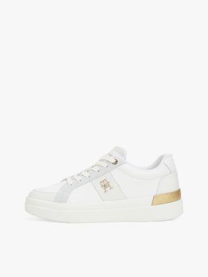 white leather court trainers for women tommy hilfiger