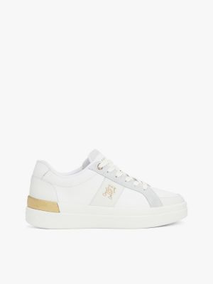 white leather court trainers for women tommy hilfiger