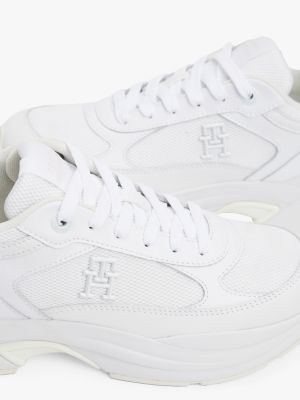 baskets chunky en cuir multitexture blanc pour femmes tommy hilfiger