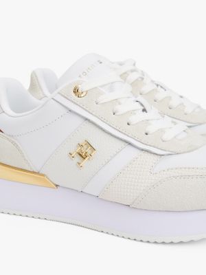 weiß leder-sneaker mit metallic-detail für damen - tommy hilfiger