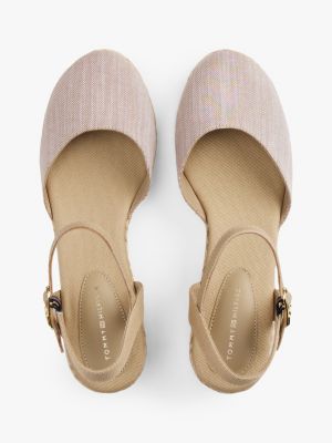 espadrilles compensées en chambray beige pour femmes tommy hilfiger