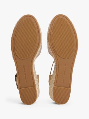 espadrilles compensées en chambray beige pour femmes tommy hilfiger