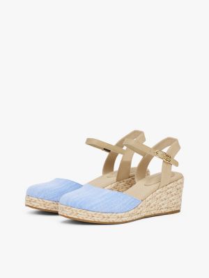 meerdere kleuren chambray espadrille met sleehak voor dames - tommy hilfiger