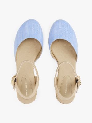 meerdere kleuren chambray espadrille met sleehak voor dames - tommy hilfiger