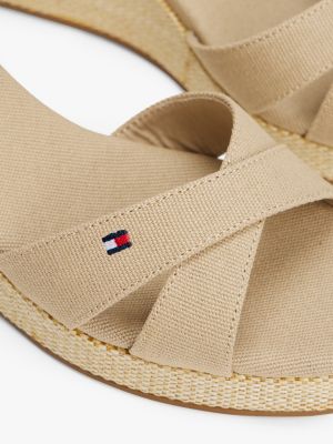 espadrilles compensées à brides croisées beige pour femmes tommy hilfiger