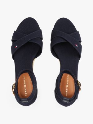 multi keilabsatz-espadrille mit überkreuzten riemen für damen - tommy hilfiger