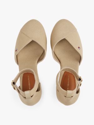 espadrillas con plateau e cinturino beige da donne tommy hilfiger