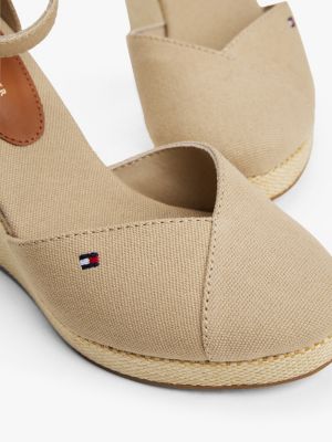 espadrillas con plateau e cinturino beige da donne tommy hilfiger