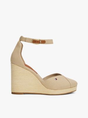 espadrilles compensées à bride cheville beige pour femmes tommy hilfiger