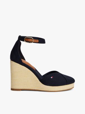 multi espadrille met sleehak en enkelbandje voor dames - tommy hilfiger