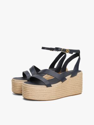 meerdere kleuren leren espadrille met plateauzool voor dames - tommy hilfiger