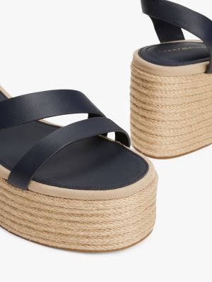 kolorowy skórzane espadryle na platformie dla kobiety - tommy hilfiger