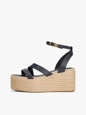 meerdere kleuren leren espadrille met plateauzool voor dames - tommy hilfiger