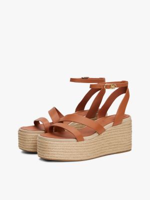 meerdere kleuren leren espadrille met plateauzool voor dames - tommy hilfiger