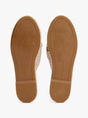 espadrilles mules croisées en chambray beige pour femmes tommy hilfiger