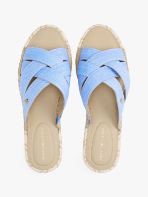 blue chambray crossover espadrille mules for women tommy hilfiger