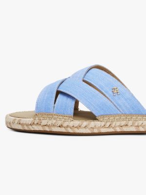 blue chambray crossover espadrille mules for women tommy hilfiger