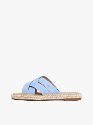 blue chambray crossover espadrille mules for women tommy hilfiger