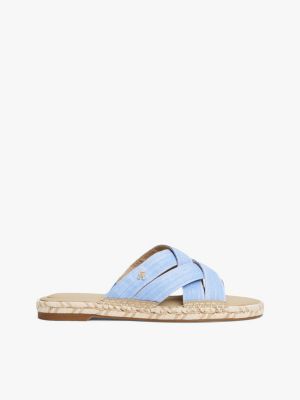 blue chambray crossover espadrille mules for women tommy hilfiger