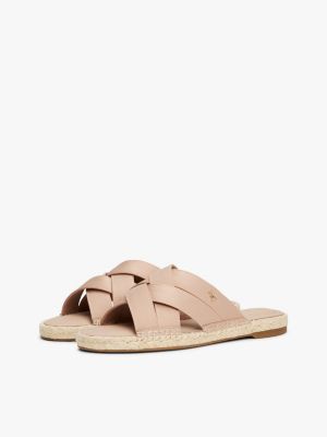 pink satin espadrille mules for women tommy hilfiger