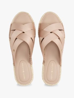 pink satin espadrille mules for women tommy hilfiger