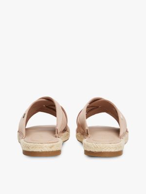 pink satin espadrille mules for women tommy hilfiger