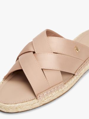 pink satin espadrille mules for women tommy hilfiger