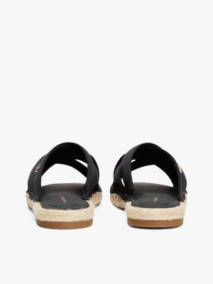 black satin espadrille mules for women tommy hilfiger