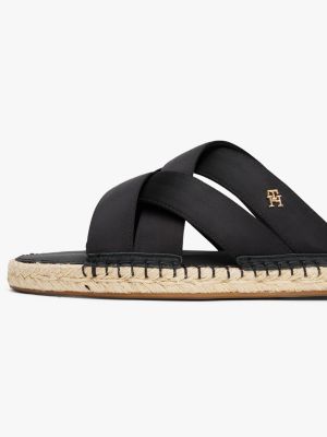 schwarz espadrille-pantolette aus satin für damen - tommy hilfiger